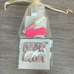 Elegant Handmade Nude Press-On Nails with Sparkles